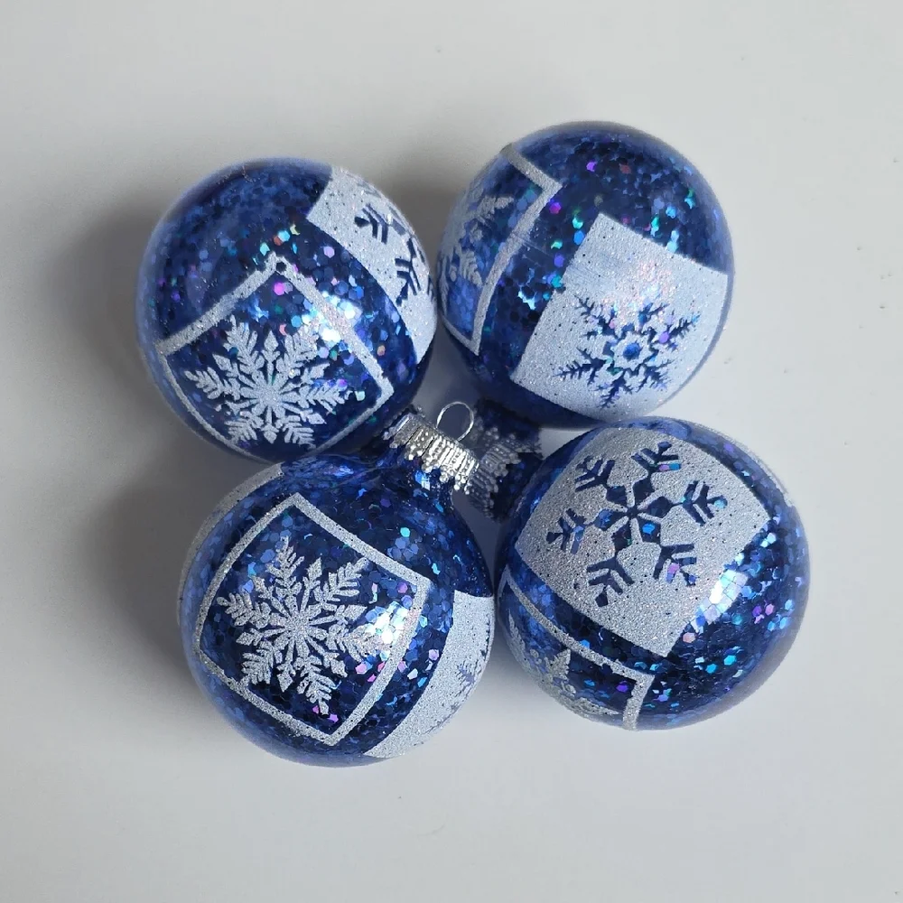 Blue Glitter Snowflake Ornaments - Krebs